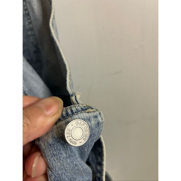 Gap Denim Small S shortall overalls rolled hems metal buttons rn#54023 - Picture 6 of 9